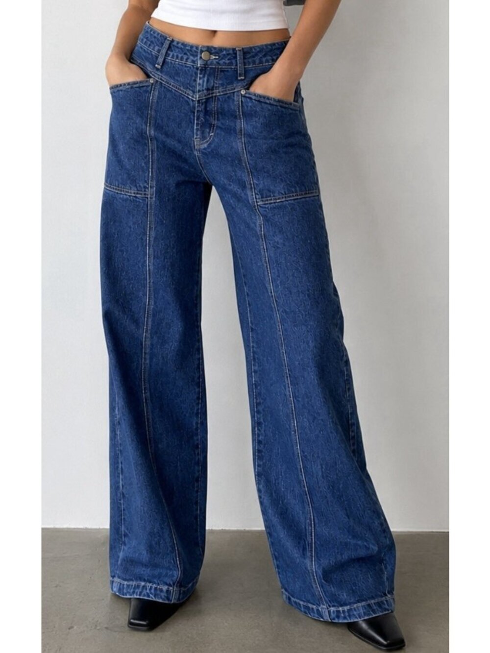 Habitual Jeans Womens 6/28 Blue High Waist Wide Leg Dark Wash Denim 29x28 Baggy